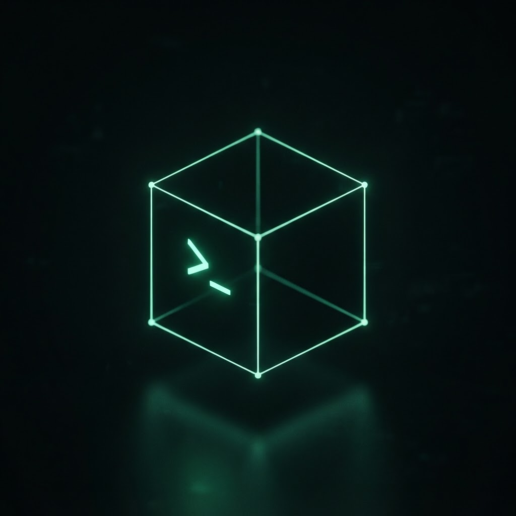Glowing wireframe cube representing the rootlog agent recorder